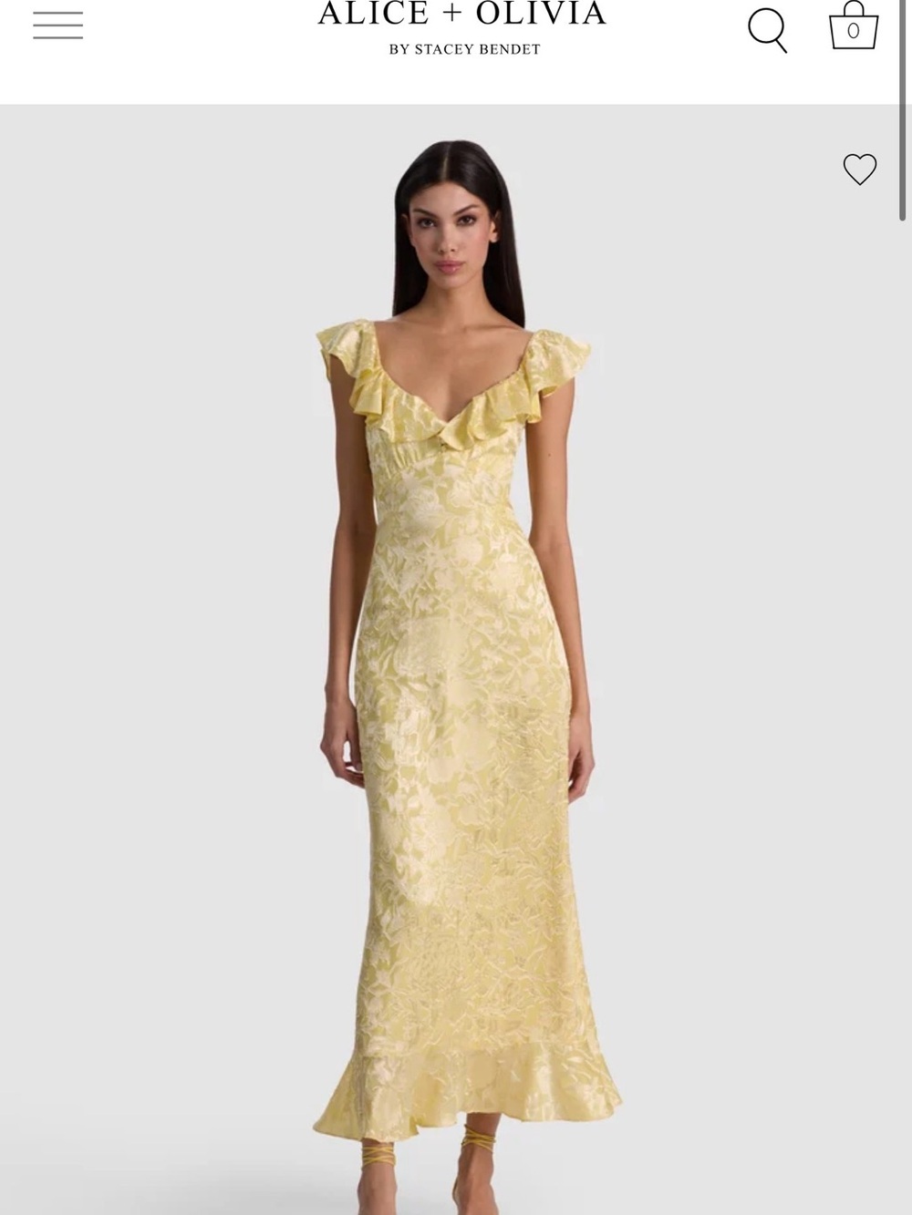 Alice + Olivia Yellow Floral Jacquard Midi Dress